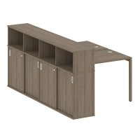 Metal System Quattro 4x4 40БП.РС-СШК-4.1 (Вяз благородный/Мокко) Рабочая станция на П-образном м/к с опорным шкафом-купе