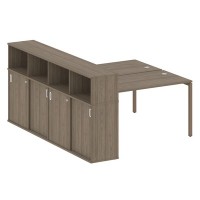 Metal System Quattro 4x4 40БП.РС-СШК-4.3 (Вяз благородный/Мокко) Рабочая станция на П-образном м/к с опорным шкафом-купе