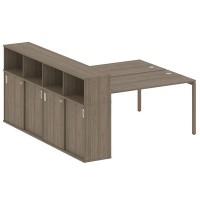 Metal System Quattro 4x4 40БП.РС-СШК-4.4 (Вяз благородный/Мокко) Рабочая станция на П-образном м/к с опорным шкафом-купе