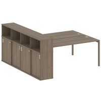 Metal System Quattro 4x4 40БП.РС-СШК-4.5 (Вяз благородный/Мокко) Рабочая станция на П-образном м/к с опорным шкафом-купе