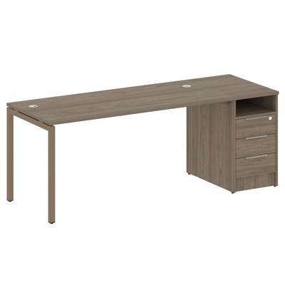 Metal System Quattro 4x4 40БП.РС-СТП -1.4 (Вяз благородный/Мокко) Рабочая станция на П-образном м/к с опорной тумбой