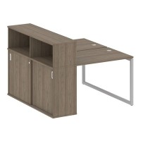 Metal System Quattro 4x4 40БО.РС-СШК-2.1 (Вяз благородный/Серый) Рабочая станция на О-образном м/к с опорным шкафом-купе