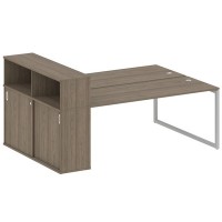 Metal System Quattro 4x4 40БО.РС-СШК-2.5 (Вяз благородный/Серый) Рабочая станция на О-образном м/к с опорным шкафом-купе