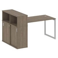 Metal System Quattro 4x4 40БО.РС-СШК-3.3 (Вяз благородный/Серый) Стол письменный на О-образном м/к с опорным шкафом-купе