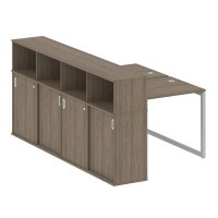 Metal System Quattro 4x4 40БО.РС-СШК-4.1 (Вяз благородный/Серый) Рабочая станция на О-образном м/к с опорным шкафом-купе