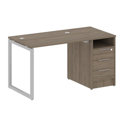 Metal System Quattro 4x4 40БО.РС-СТП -1.1 (Вяз благородный/Серый) Рабочая станция на О-образном м/к с опорной тумбой