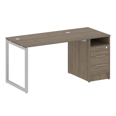 Metal System Quattro 4x4 40БО.РС-СТП -1.2 (Вяз благородный/Серый) Рабочая станция на О-образном м/к с опорной тумбой