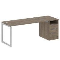 Metal System Quattro 4x4 40БО.РС-СТП -1.4 (Вяз благородный/Серый) Рабочая станция на О-образном м/к с опорной тумбой