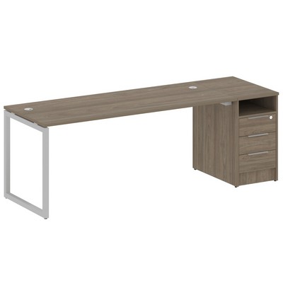 Metal System Quattro 4x4 40БО.РС-СТП -1.5 (Вяз благородный/Серый) Рабочая станция на О-образном м/к с опорной тумбой