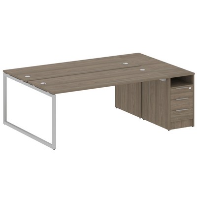 Metal System Quattro 4x4 40БО.РС-СТП-2.5 (Вяз благородный/Серый) Рабочая станция на О-образном м/к с опорной тумбой