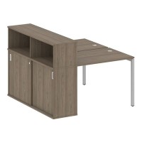 Metal System Quattro 4x4 40БП.РС-СШК-2.1 (Вяз благородный/Серый) Рабочая станция на П-образном м/к с опорным шкафом-купе