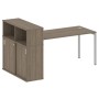 Metal System Quattro 4x4 40БП.РС-СШК-3.4 (Вяз благородный/Серый) Стол письменный на П-образном м/к с опорным шкафом-купе