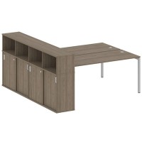 Metal System Quattro 4x4 40БП.РС-СШК-4.5 (Вяз благородный/Серый) Рабочая станция на П-образном м/к с опорным шкафом-купе