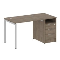 Metal System Quattro 4x4 40БП.РС-СТП -1.1 (Вяз благородный/Серый) Рабочая станция на П-образном м/к с опорной тумбой