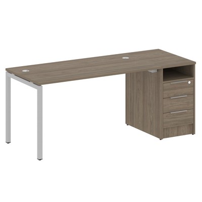 Metal System Quattro 4x4 40БП.РС-СТП -1.3 (Вяз благородный/Серый) Рабочая станция на П-образном м/к с опорной тумбой