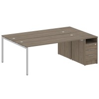 Metal System Quattro 4x4 40БП.РС-СТП-2.5 (Вяз благородный/Серый) Рабочая станция на П-образном м/к с опорной тумбой