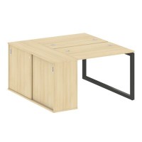 Metal System Quattro 5x5 50БО.РС-СШК-1.1 (Акация лорка/Антрацит) Рабочая станция на О-образном м/к с опорным шкафом-купе