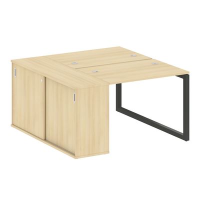 Metal System Quattro 5x5 50БО.РС-СШК-1.1 (Акация лорка/Антрацит) Рабочая станция на О-образном м/к с опорным шкафом-купе