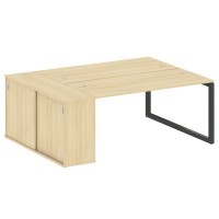 Metal System Quattro 5x5 50БО.РС-СШК-1.4 (Акация лорка/Антрацит) Рабочая станция на О-образном м/к с опорным шкафом-купе