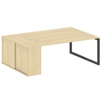 Metal System Quattro 5x5 50БО.РС-СШК-1.5 (Акация лорка/Антрацит) Рабочая станция на О-образном м/к с опорным шкафом-купе