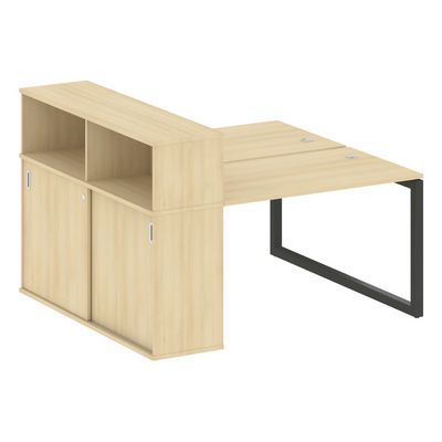 Metal System Quattro 5x5 50БО.РС-СШК-2.2 (Акация лорка/Антрацит) Рабочая станция на О-образном м/к с опорным шкафом-купе