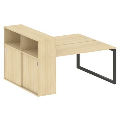 Metal System Quattro 5x5 50БО.РС-СШК-2.3 (Акация лорка/Антрацит) Рабочая станция на О-образном м/к с опорным шкафом-купе