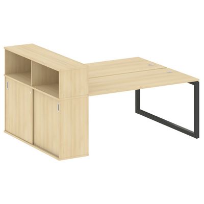 Metal System Quattro 5x5 50БО.РС-СШК-2.4 (Акация лорка/Антрацит) Рабочая станция на О-образном м/к с опорным шкафом-купе