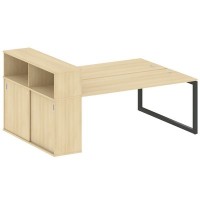 Metal System Quattro 5x5 50БО.РС-СШК-2.5 (Акация лорка/Антрацит) Рабочая станция на О-образном м/к с опорным шкафом-купе