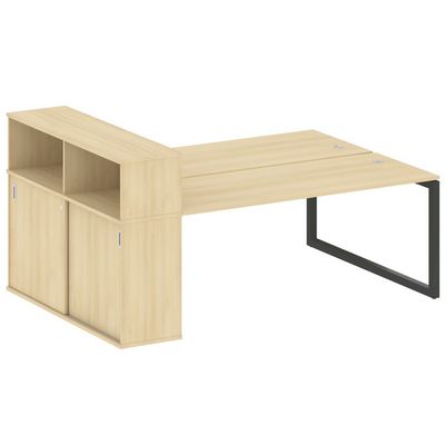 Metal System Quattro 5x5 50БО.РС-СШК-2.5 (Акация лорка/Антрацит) Рабочая станция на О-образном м/к с опорным шкафом-купе