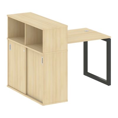 Metal System Quattro 5x5 50БО.РС-СШК-3.1 (Акация лорка/Антрацит) Стол письменный на О-образном м/к с опорным шкафом-купе