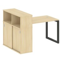 Metal System Quattro 5x5 50БО.РС-СШК-3.2 (Акация лорка/Антрацит) Стол письменный на О-образном м/к с опорным шкафом-купе