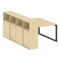 Metal System Quattro 5x5 50БО.РС-СШК-4.2 (Акация лорка/Антрацит) Рабочая станция на О-образном м/к с опорным шкафом-купе