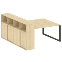 Metal System Quattro 5x5 50БО.РС-СШК-4.4 (Акация лорка/Антрацит) Рабочая станция на О-образном м/к с опорным шкафом-купе