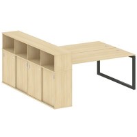 Metal System Quattro 5x5 50БО.РС-СШК-4.5 (Акация лорка/Антрацит) Рабочая станция на О-образном м/к с опорным шкафом-купе