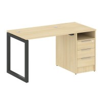 Metal System Quattro 5x5 50БО.РС-СТП-1.1 (Акация лорка/Антрацит) Рабочая станция на О-образном м/к с опорной тумбой