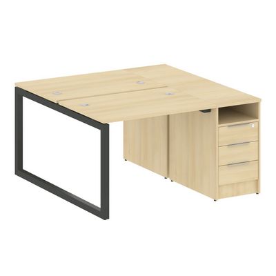 Metal System Quattro 5x5 50БО.РС-СТП-2.1 (Акация лорка/Антрацит) Рабочая станция на О-образном м/к с опорной тумбой