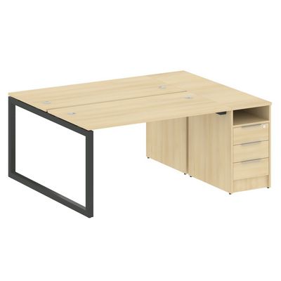 Metal System Quattro 5x5 50БО.РС-СТП-2.3 (Акация лорка/Антрацит) Рабочая станция на О-образном м/к с опорной тумбой