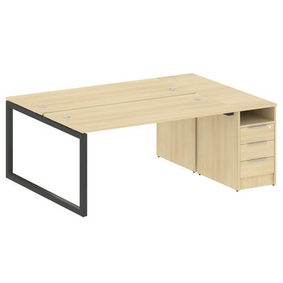 Metal System Quattro 5x5 50БО.РС-СТП-2.4 (Акация лорка/Антрацит) Рабочая станция на О-образном м/к с опорной тумбой