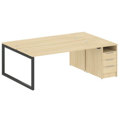 Metal System Quattro 5x5 50БО.РС-СТП-2.5 (Акация лорка/Антрацит) Рабочая станция на О-образном м/к с опорной тумбой