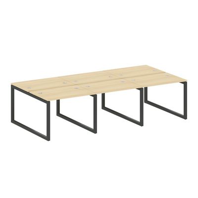 Metal System Quattro 5x5 50БО.СМ-6.1 (Акация лорка/Антрацит) Рабочая станция на 6 раб.мест на О-образном м/к