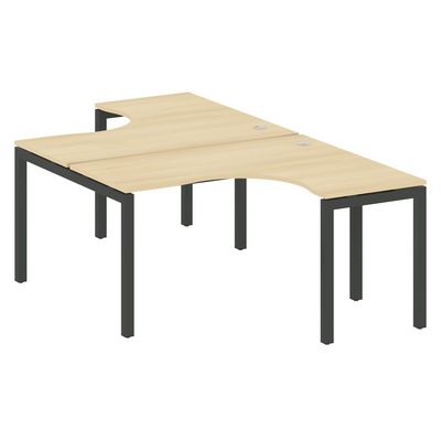 Metal System Quattro 5x5 50БП.РАС-СА-2.3 (Акация лорка/Антрацит) Рабочая станция криволинейная на П-образном м/к