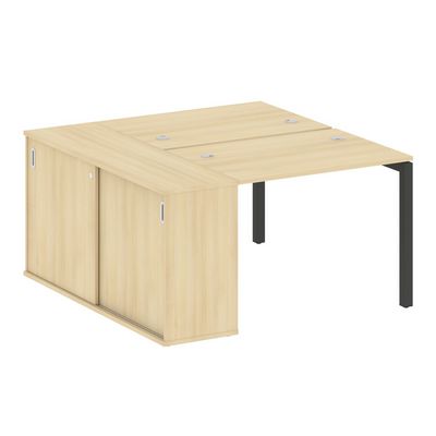 Metal System Quattro 5x5 50БП.РС-СШК-1.1 (Акация лорка/Антрацит) Рабочая станция на П-образном м/к с опорным шкафом-купе