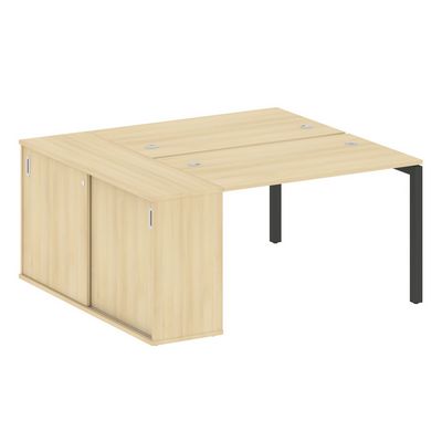 Metal System Quattro 5x5 50БП.РС-СШК-1.2 (Акация лорка/Антрацит) Рабочая станция на П-образном м/к с опорным шкафом-купе