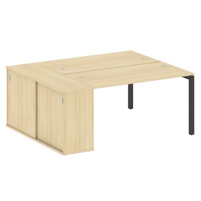 Metal System Quattro 5x5 50БП.РС-СШК-1.3 (Акация лорка/Антрацит) Рабочая станция на П-образном м/к с опорным шкафом-купе