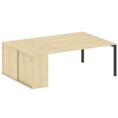 Metal System Quattro 5x5 50БП.РС-СШК-1.5 (Акация лорка/Антрацит) Рабочая станция на П-образном м/к с опорным шкафом-купе