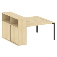 Metal System Quattro 5x5 50БП.РС-СШК-2.3 (Акация лорка/Антрацит) Рабочая станция на П-образном м/кс опорным шкафом-купе