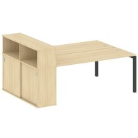 Metal System Quattro 5x5 50БП.РС-СШК-2.5 (Акация лорка/Антрацит) Рабочая станция на П-образном м/к с опорным шкафом-купе