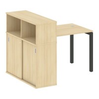 Metal System Quattro 5x5 50БП.РС-СШК-3.1 (Акация лорка/Антрацит) Стол письменный на П-образном м/к с опорным шкафом-купе