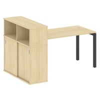 Metal System Quattro 5x5 50БП.РС-СШК-3.3 (Акация лорка/Антрацит) Стол письменный на П-образном м/к с опорным шкафом-купе