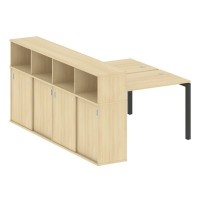 Metal System Quattro 5x5 50БП.РС-СШК-4.2 (Акация лорка/Антрацит) Рабочая станция на П-образном м/к с опорным шкафом-купе